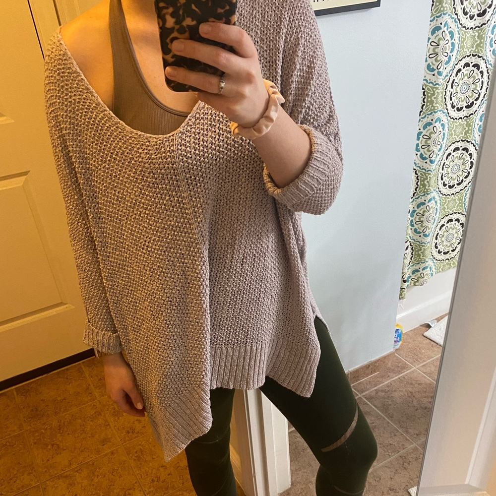 Sophie & Kate Lilac Oversized V-Neck Knit Tunic Sweater